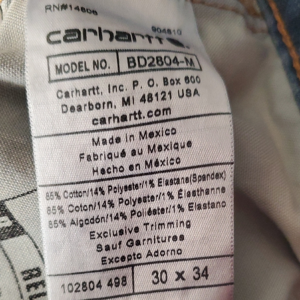 Carhartt Men's Denim Straight Leg Jeans Size 30x34 - Picture 7 of 10